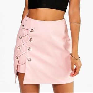 Boohoo Leather Lace Up Skirt